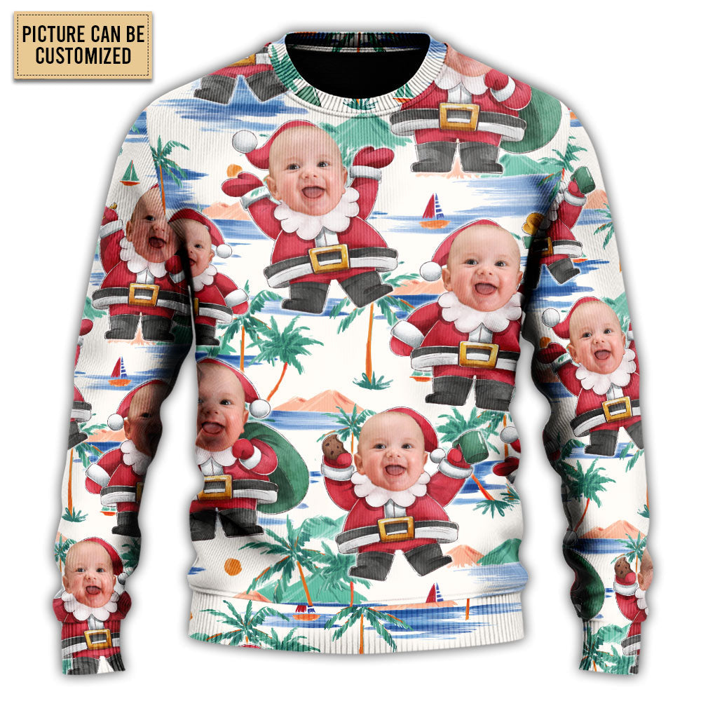 Christmas Santa Summer Beach Custom Style – Sweater - Ugly Christmas Sweater