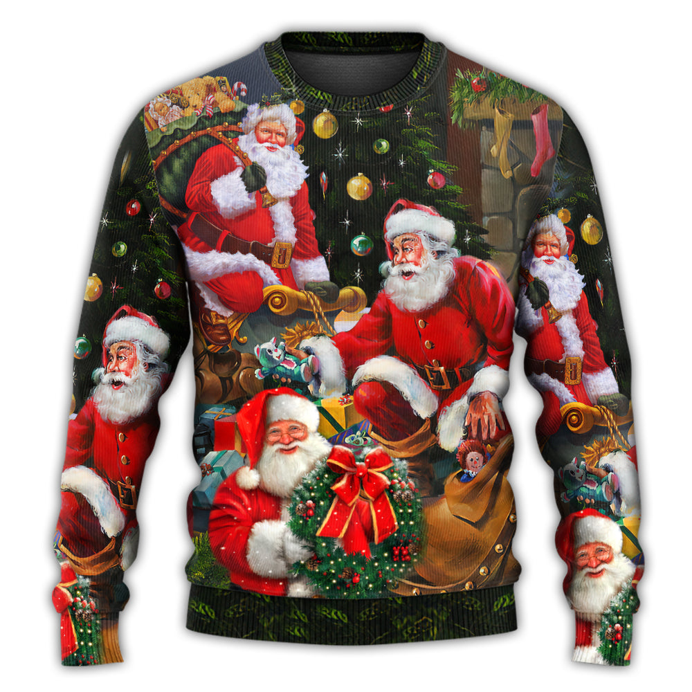 Christmas Santa Gift Xmas Is Coming Art – Sweater - Ugly Christmas Sweater