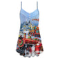 Santa Train Gift Christmas – Women's Summer Sleeveless V-Neck Camisole Dress