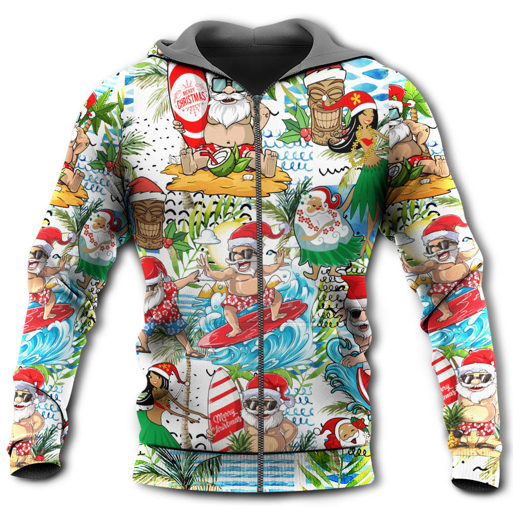 Christmas Santa Aloha Beach Vibe - Hoodie