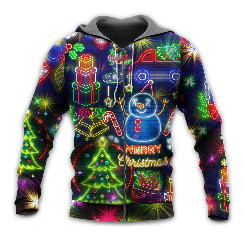 Christmas Bright Neon Lights - 3D Hoodie