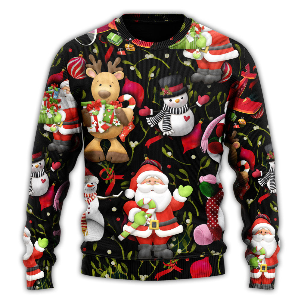 Christmas Joyful Santa Snowman Merry Xmas – Sweater - Ugly Christmas Sweater