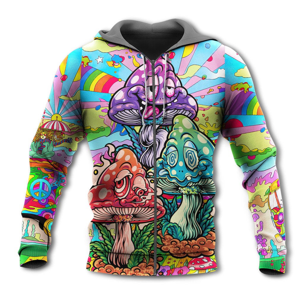 Hippie Mushroom Happy Life - 3D Hoodie