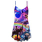 Pug Galaxy Rainbow Fun Style – Women's Summer Sleeveless V-Neck Camisole Dress