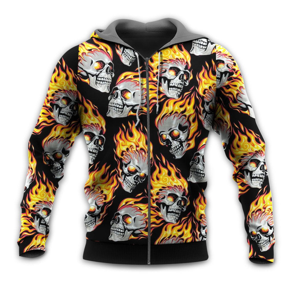 Skull Cool Fire Energy Style - Hoodie