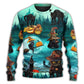 Halloween Black Cat Pumpkin Art Style – Sweater - Ugly Christmas Sweater