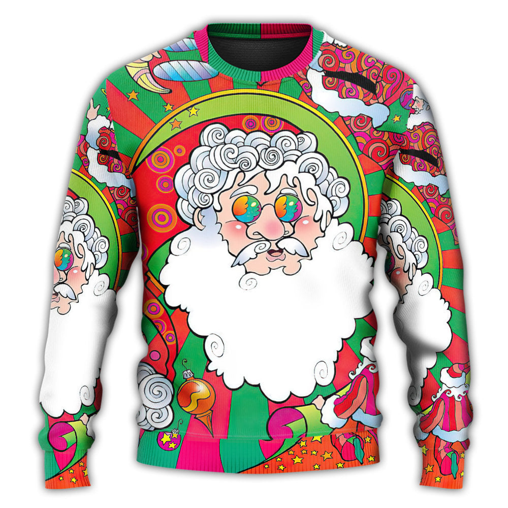 Christmas Colorful Santa Hippie Art – Sweater - Ugly Christmas Sweater
