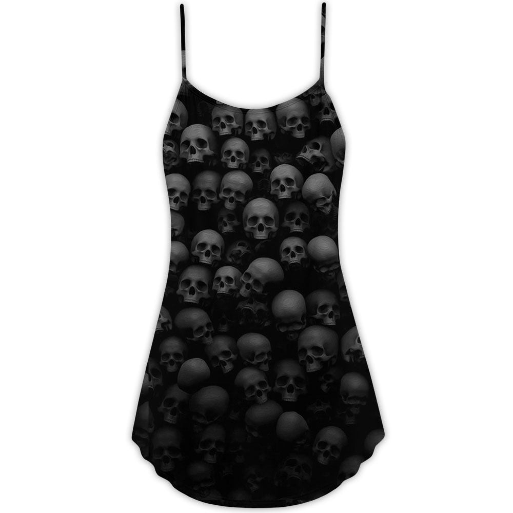 Skull Dark Rebel Quote – Women's Summer Sleeveless V-Neck Camisole Dress