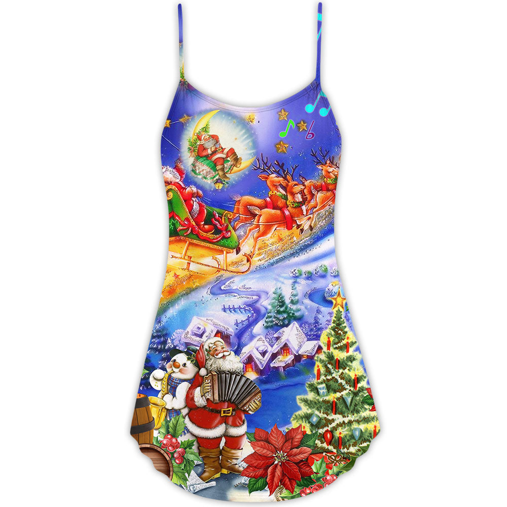 Christmas Santa Merry Snow – Women's Summer Sleeveless V-Neck Camisole Dress