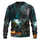 Halloween Ghost Pumpkin Night Art – Sweater - Ugly Christmas Sweater