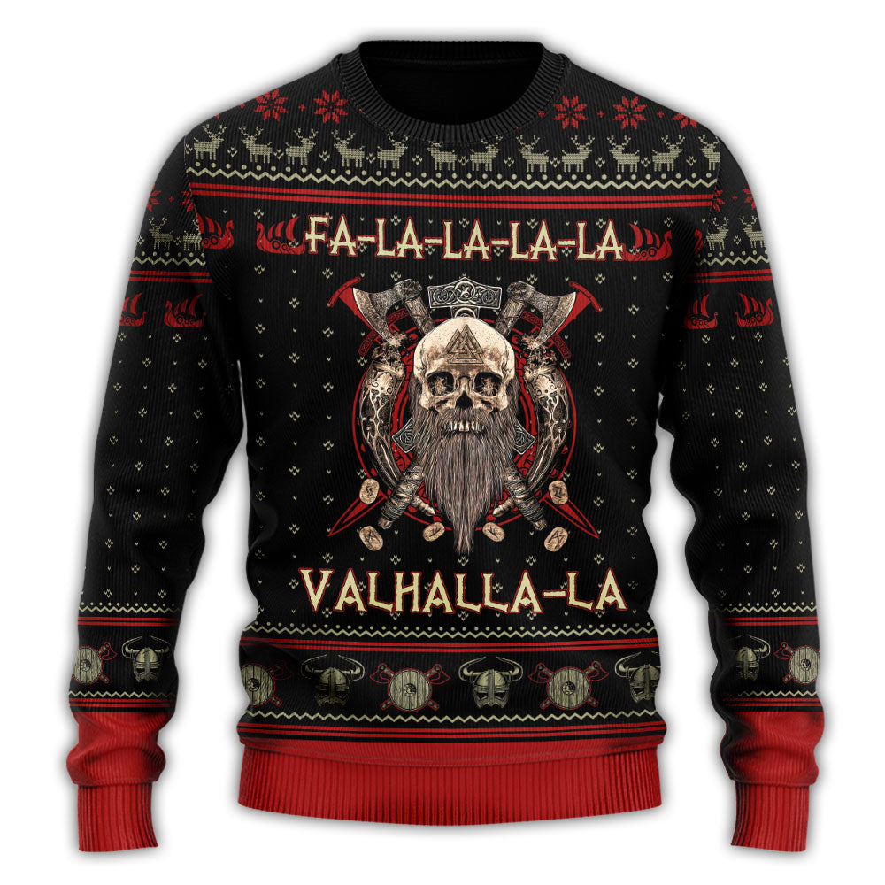 Viking Valhalla Black And Red Style – Sweater - Ugly Christmas Sweater