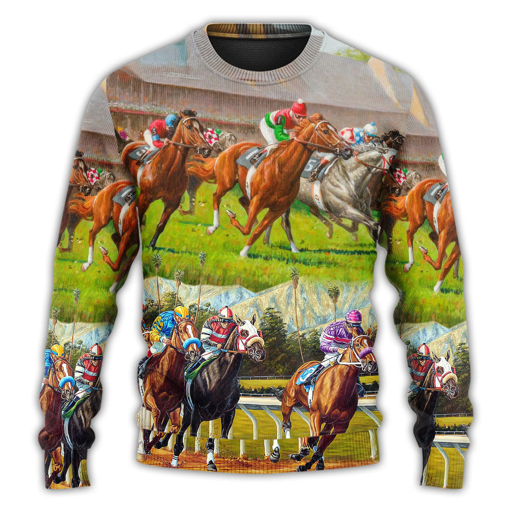 Horse Racing Dont Look Back Style – Sweater - Ugly Christmas Sweater