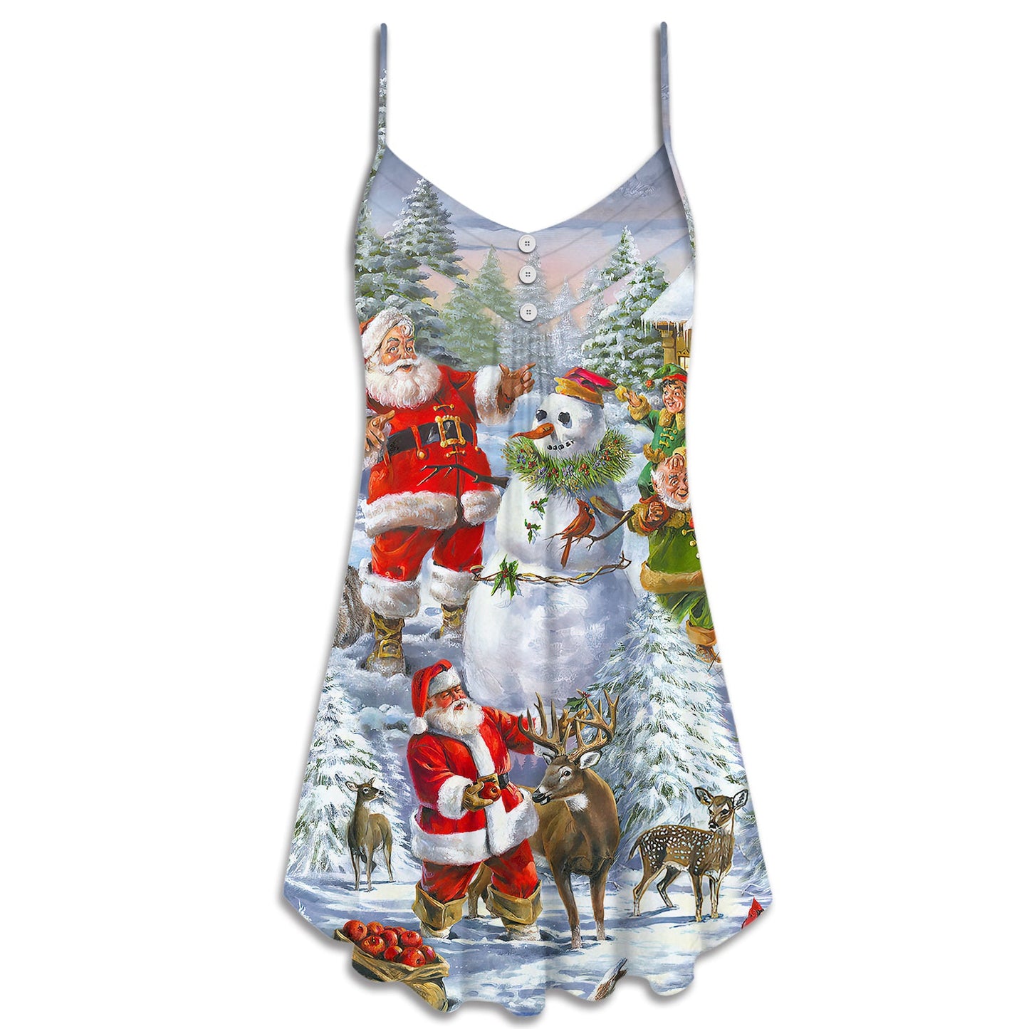 Christmas Santa Snowman Elf Joy – Women's Summer Sleeveless V-Neck Camisole Dress