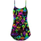 Neon Magic Mushroom Style – Women's Summer Sleeveless V-Neck Camisole Dress