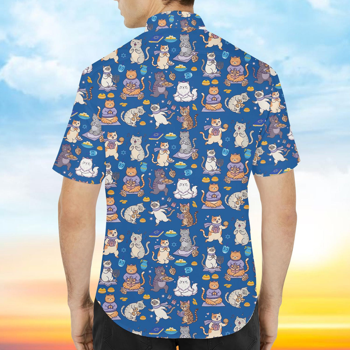 Hanukkah Cat Menorah Dreidel Jewish Holiday 2 – Hawaiian Shirt