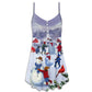 Children Snowman Christmas Town – Women's Summer Sleeveless V-Neck Camisole Dress