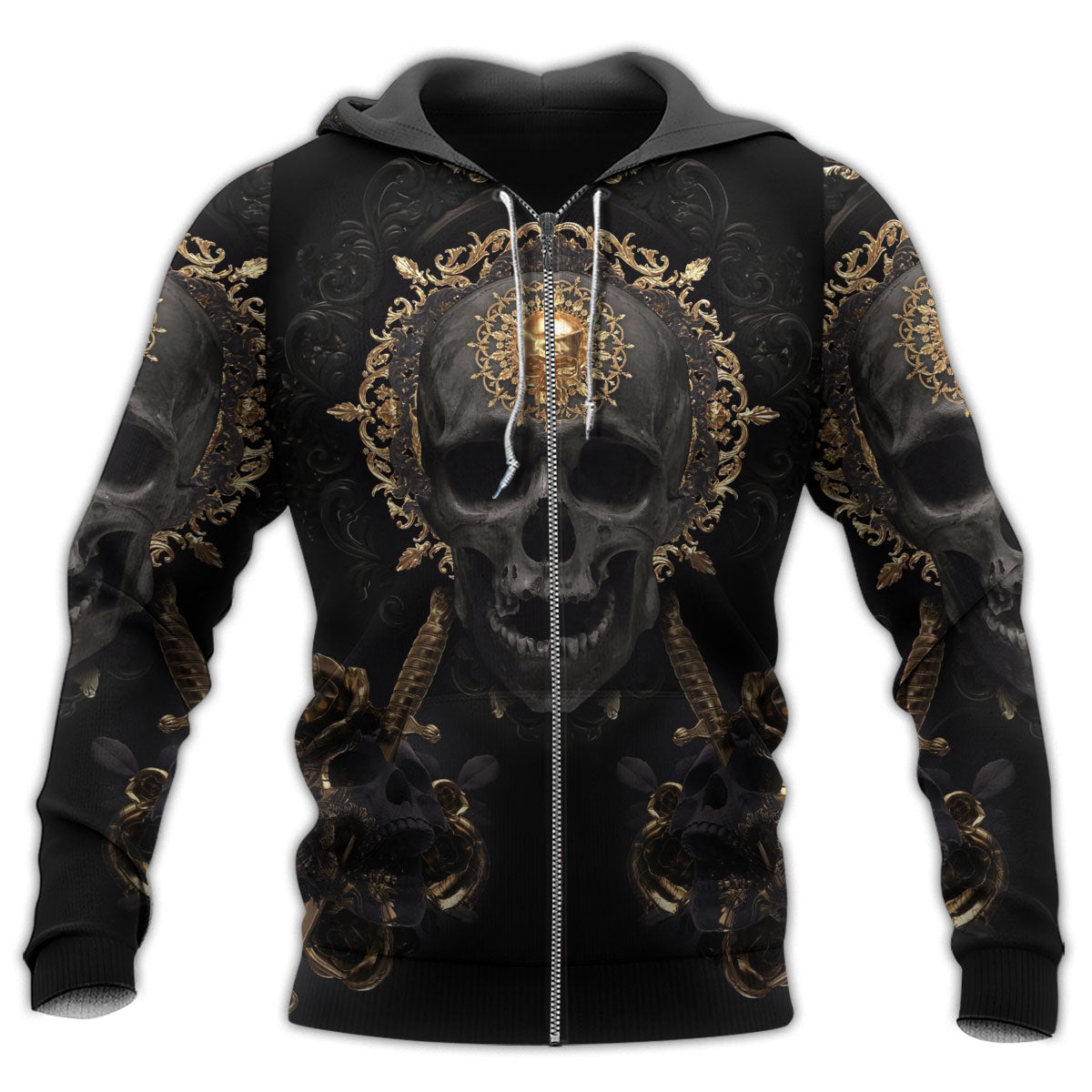 Golden Skull True King Quote Art – 3D Hoodie