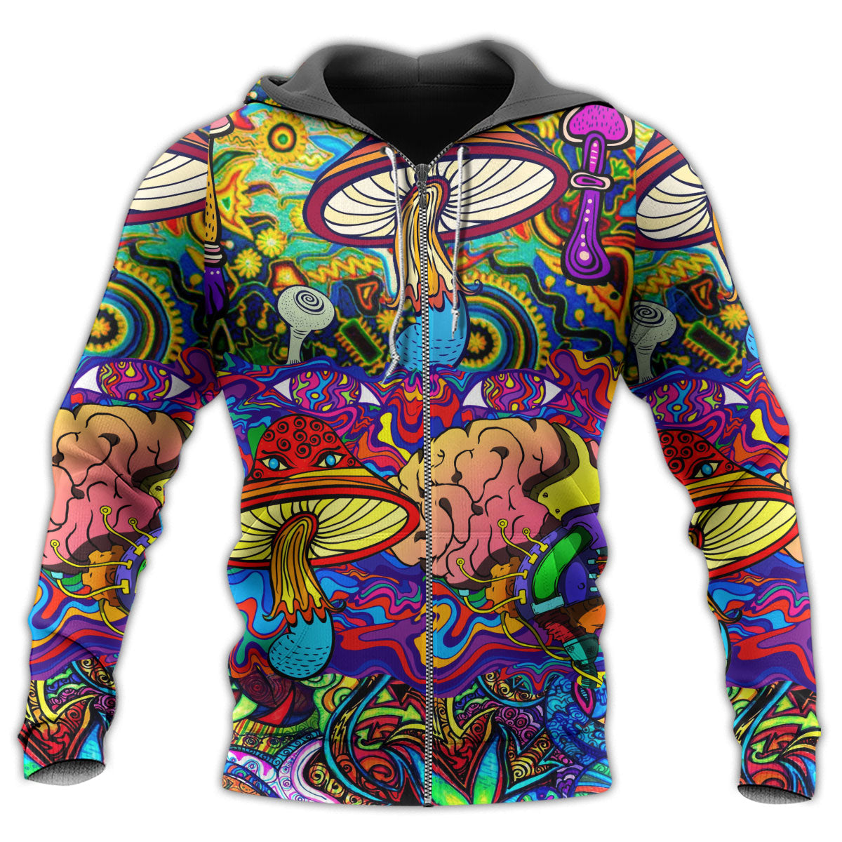 Hippie Mushroom Colorful Love Art – 3D Hoodie
