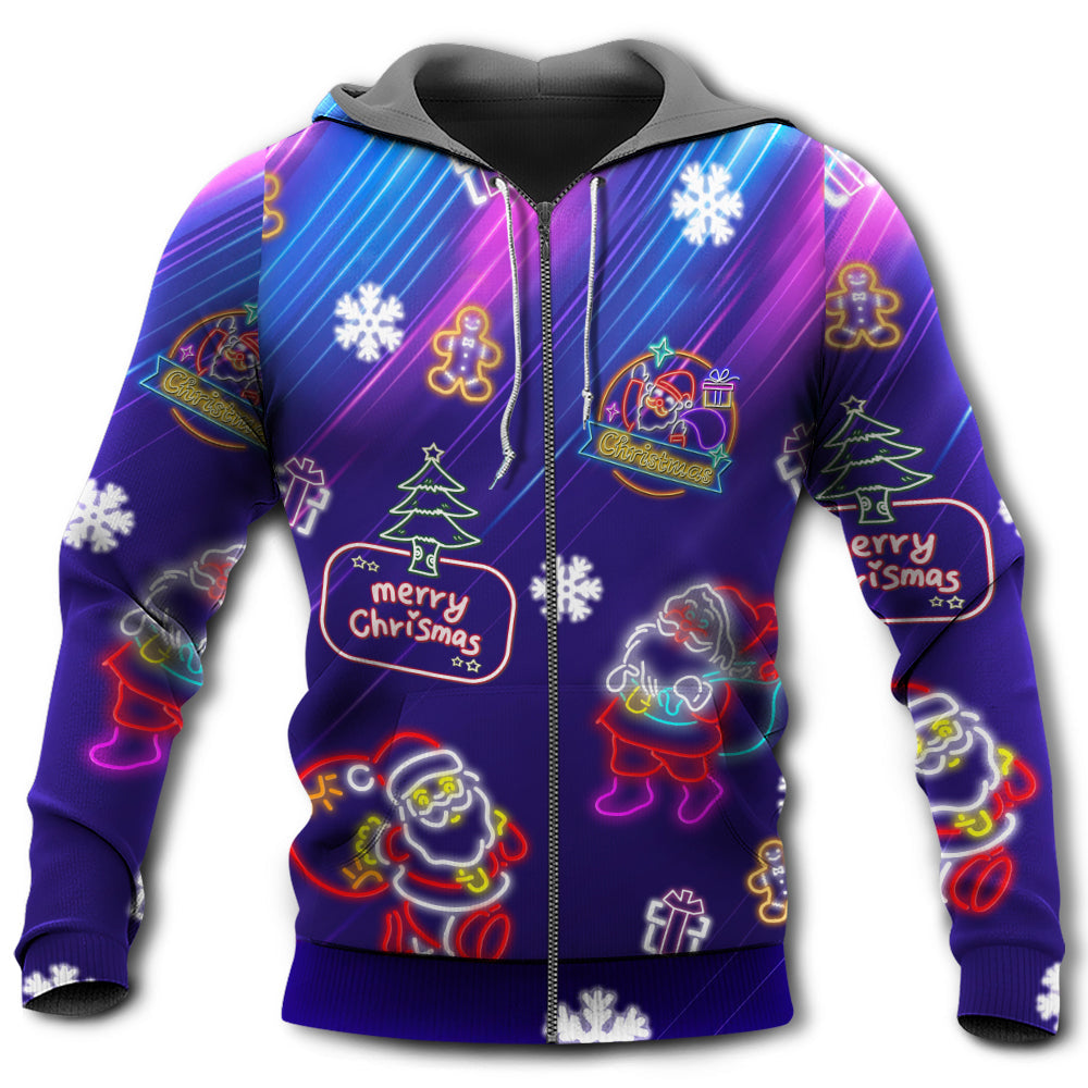 Santa Neon Party Xmas - 3D Hoodie