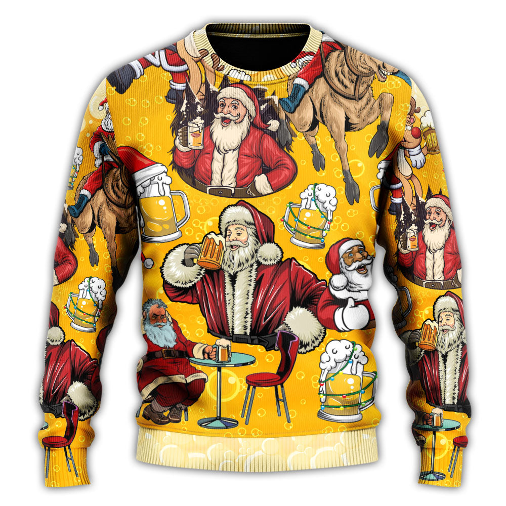 Funny Beer Lover Santa Merry Xmas – Sweater - Ugly Christmas Sweater