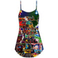 Vintage Train Merry Christmas Vibe – Women's Summer Sleeveless V-Neck Camisole Dress