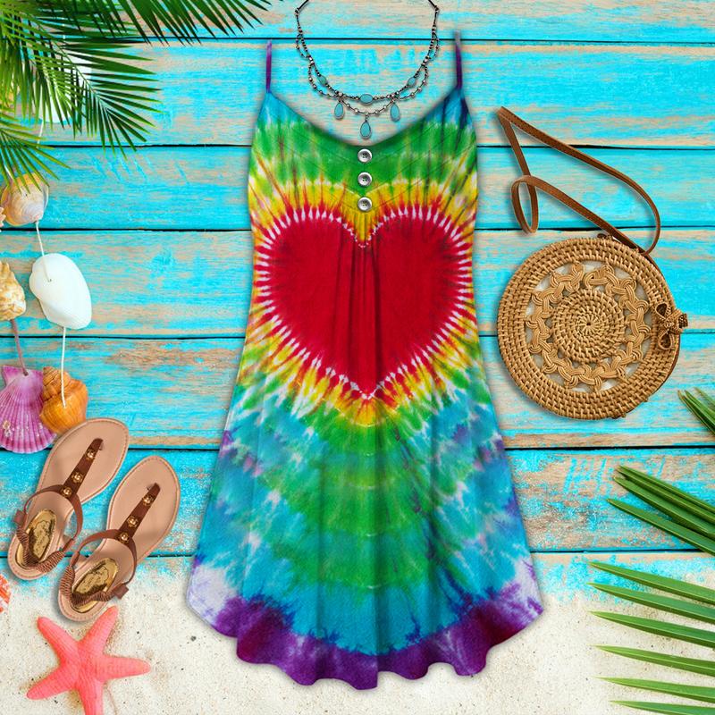 Hippie Butterfly Summer Heart – Women's Summer Sleeveless V-Neck Camisole Dress