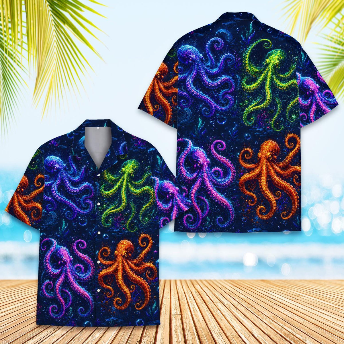Neon Octopus Colorful Underwater Ocean – Hawaiian Shirt