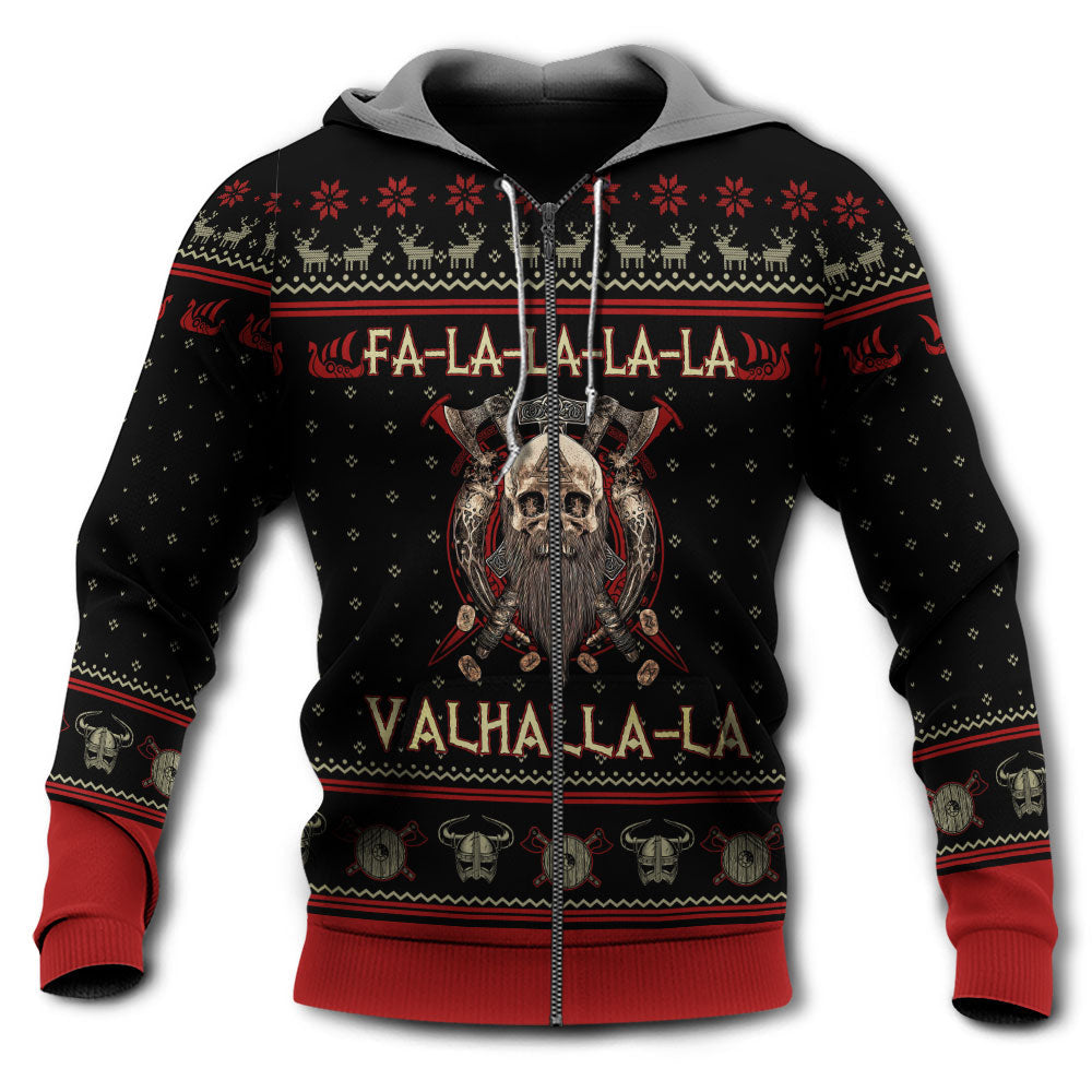 Viking Valhalla Black Red Xmas - 3D Hoodie