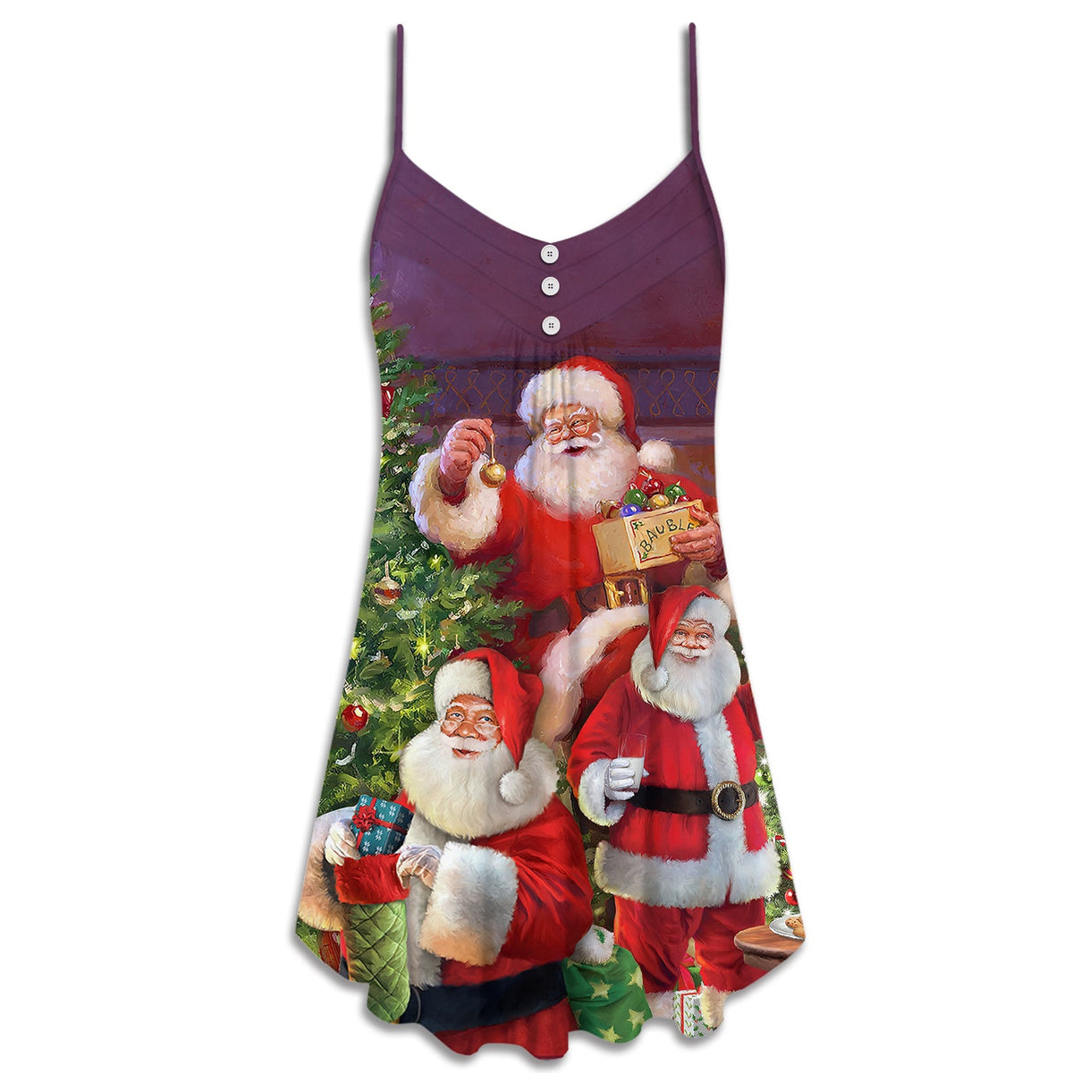 Happy Santa Christmas Gift – Women's Summer Sleeveless V-Neck Camisole Dress