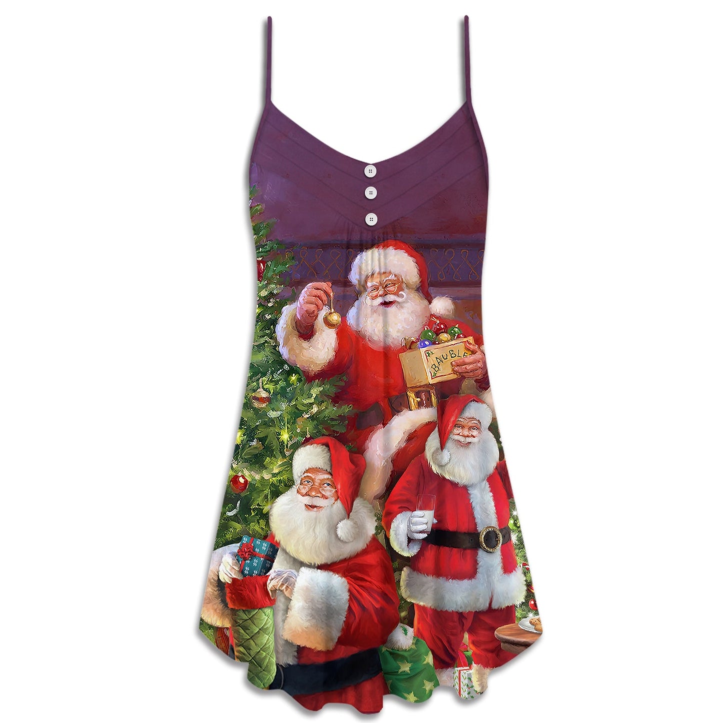 Happy Santa Christmas Gift – Women's Summer Sleeveless V-Neck Camisole Dress