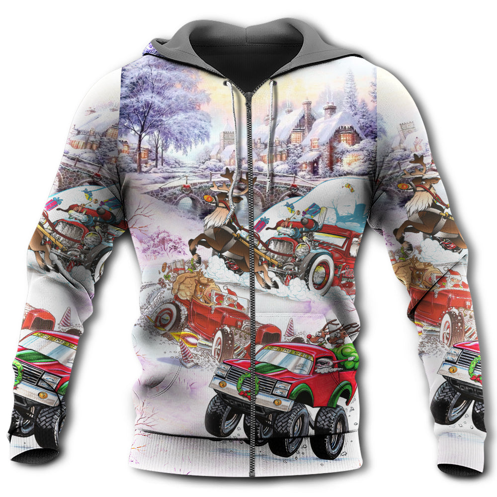 Christmas Car Run Xmas Ho Ho Ho - Hoodie