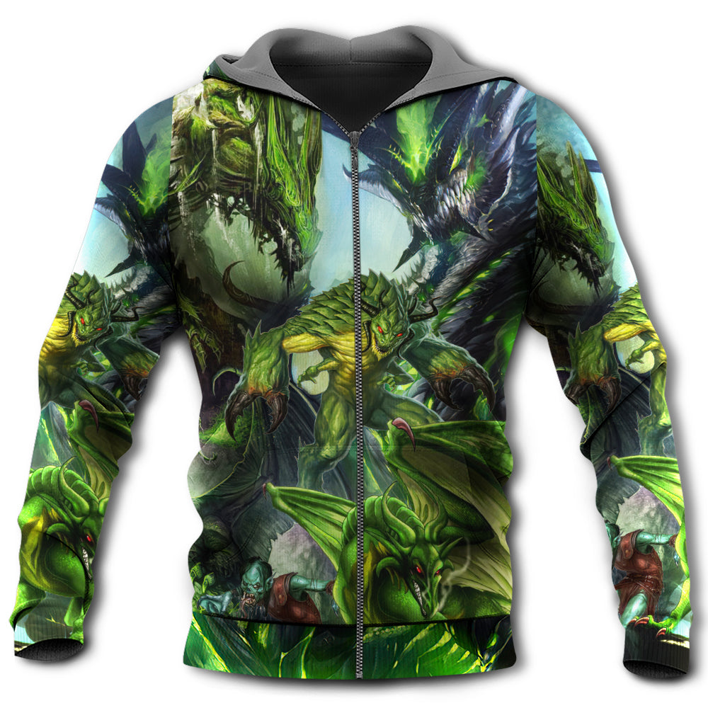 Green Dragon Skull Fantasy - 3D Hoodie