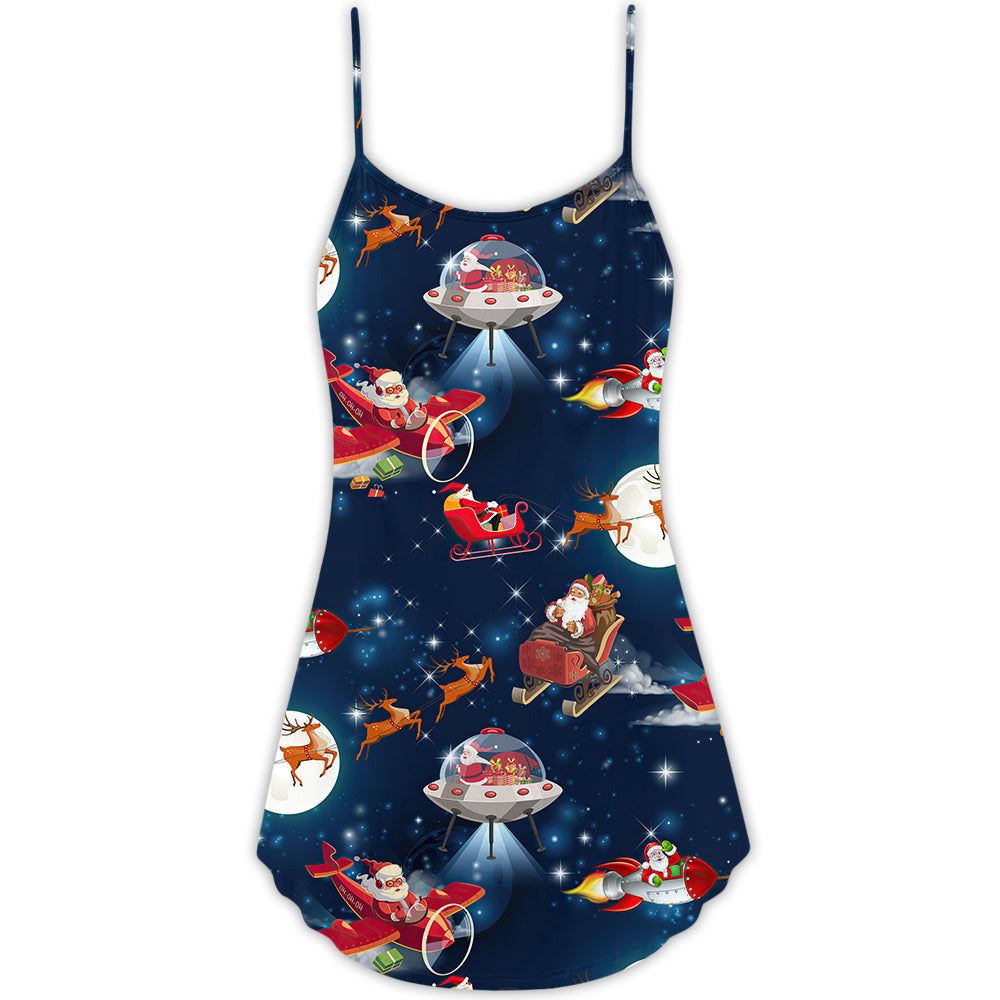 Christmas Astronaut Santa Theme – Women's Summer Sleeveless V-Neck Camisole Dress