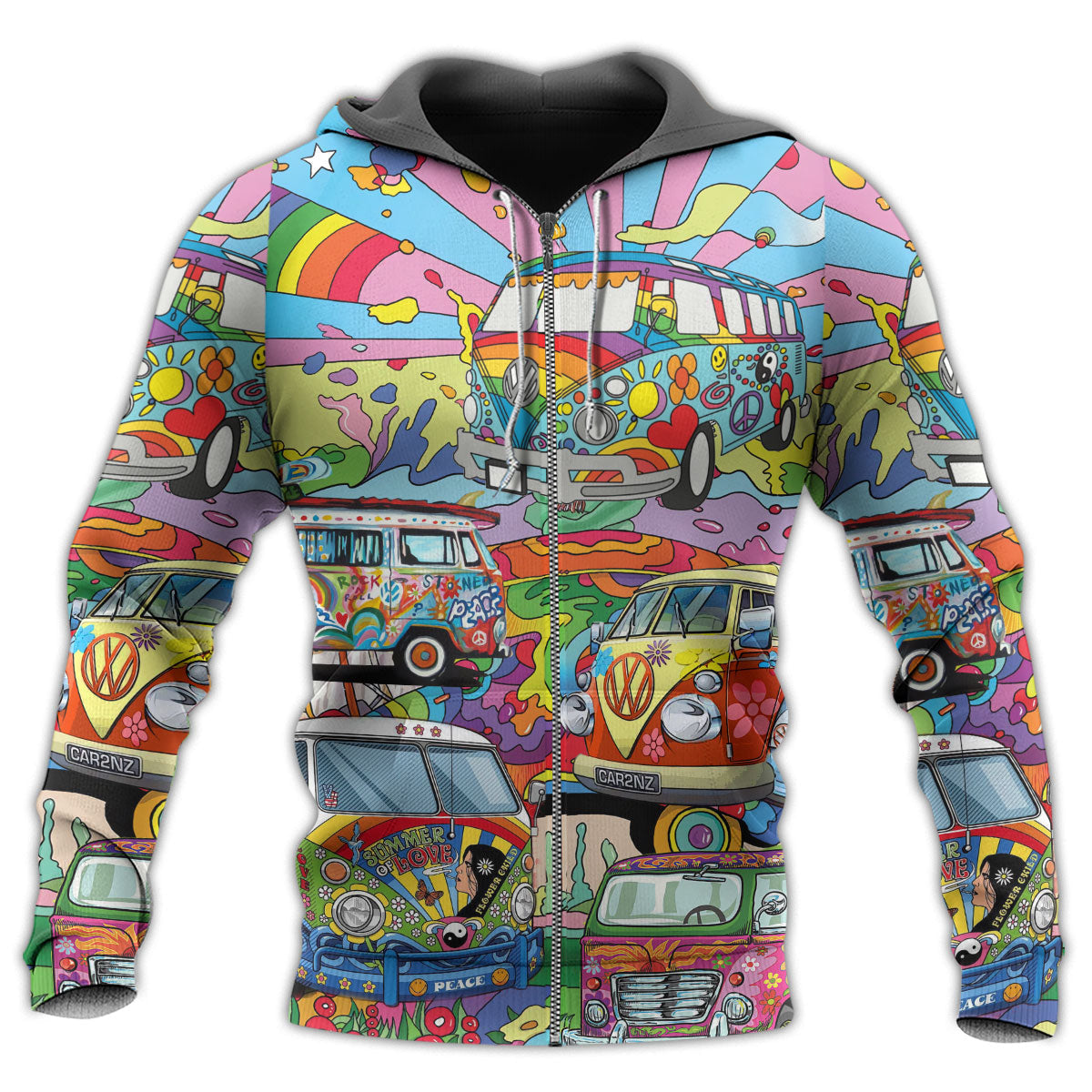 Hippie Van Colorful Peace - 3D Hoodie