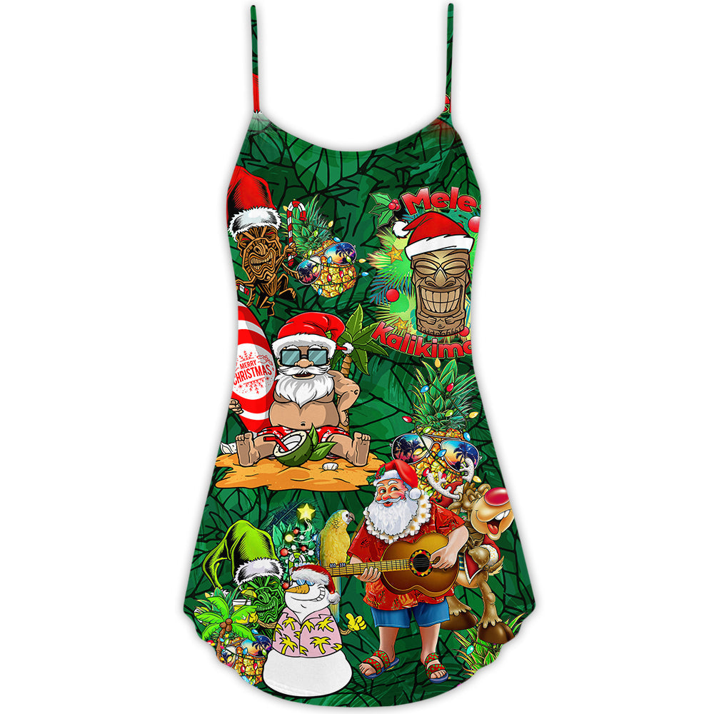 Christmas Love Tiki Funny Style – Women's Summer Sleeveless V-Neck Camisole Dress
