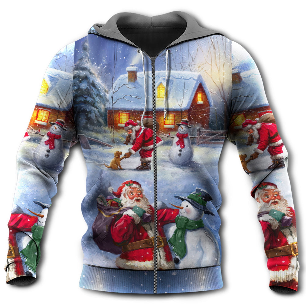 Christmas Santa Love Snowman Village Gift - Hoodie