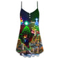 Lighthouse Merry Christmas Happy – Women's Summer Sleeveless V-Neck Camisole Dress