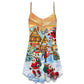 Santa In Town Holiday – Women's Summer Sleeveless V-Neck Camisole Dress