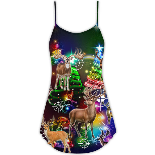 Hunting Lover Merry Christmas – Women's Summer Sleeveless V-Neck Camisole Dress