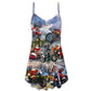Christmas Santa Motorcycle Gift Light – Women's Summer Sleeveless V-Neck Camisole Dress