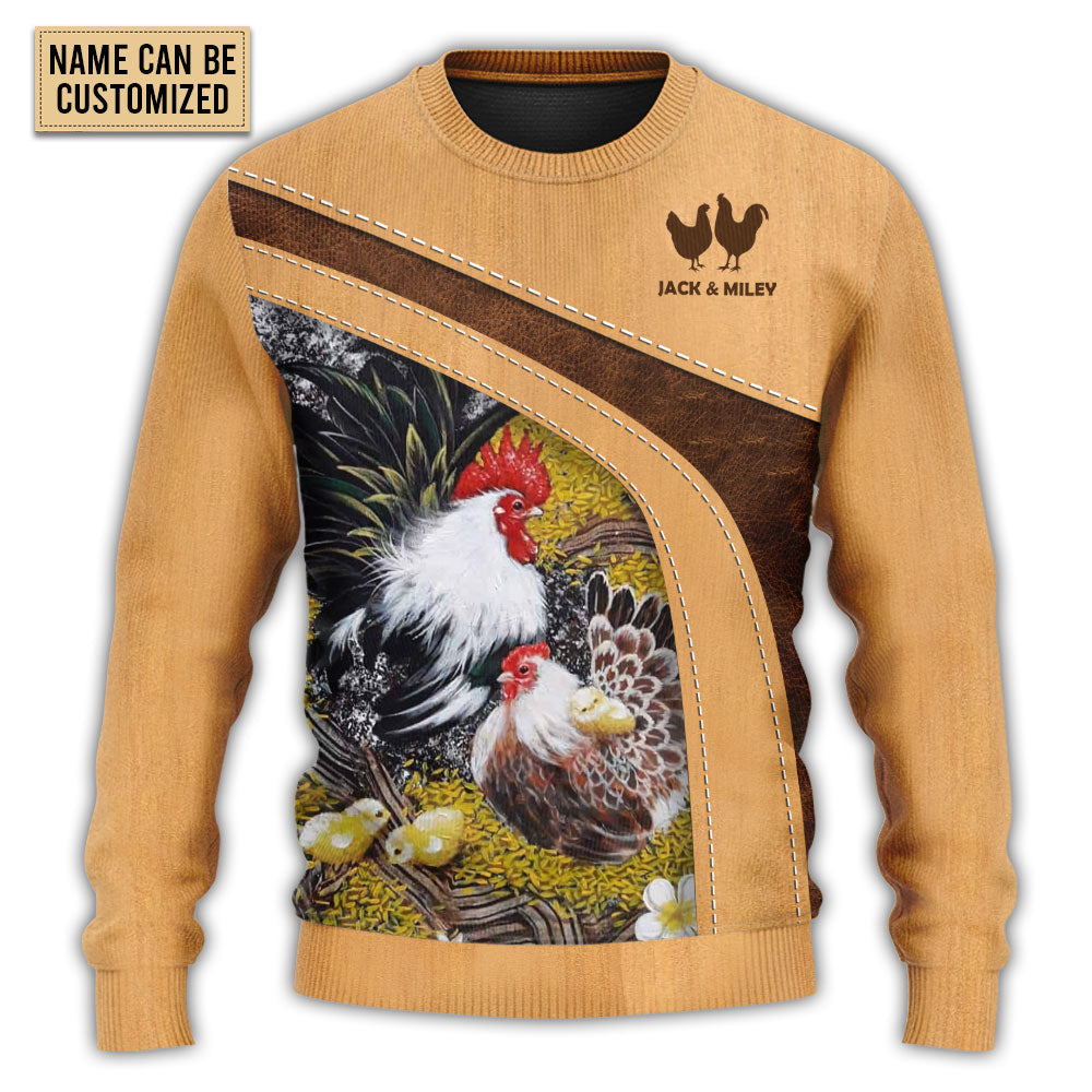 Old Rooster And Cute Chick Farm Art – Sweater - Ugly Christmas Sweater