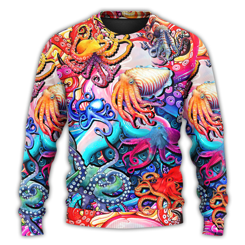 Colorful Octopus Lover Art Style – Sweater - Ugly Christmas Sweater