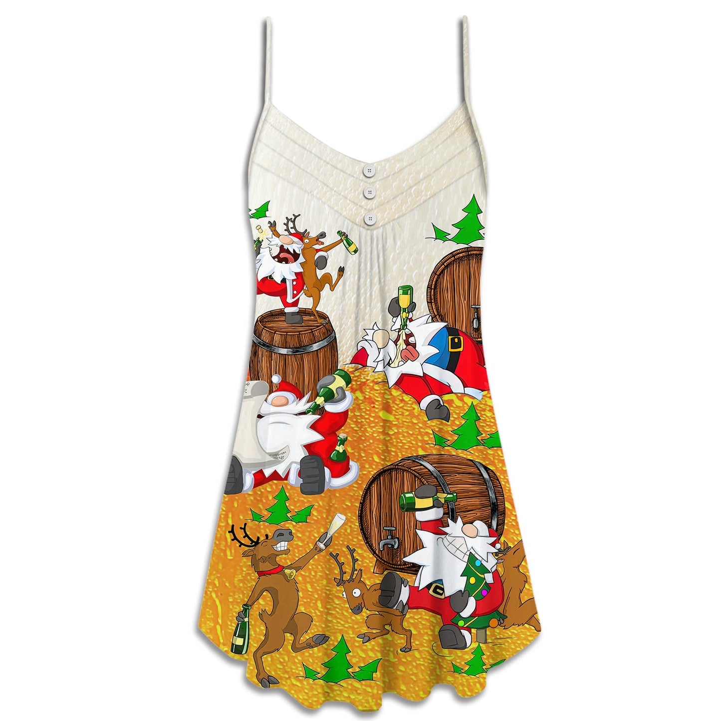Santa Beer Holiday Fun – Women's Summer Sleeveless V-Neck Camisole Dress
