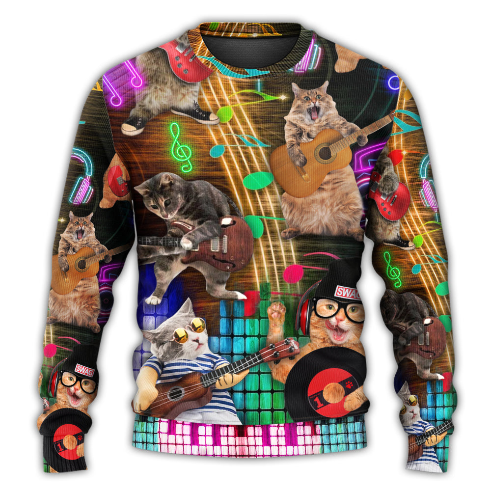 Lovely Cat Rocker Music Style – Sweater - Ugly Christmas Sweater
