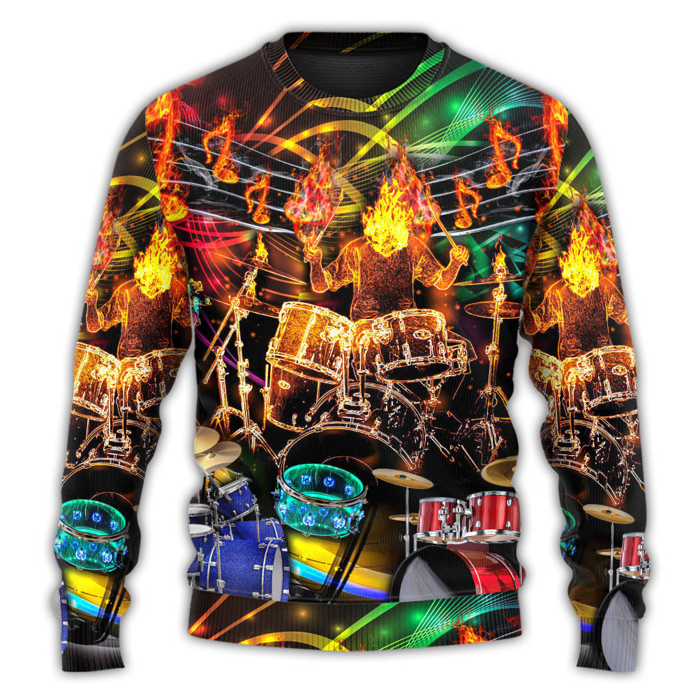 Drum Is My Life Colorful Light Art – Sweater - Ugly Christmas Sweater