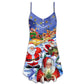 Funny Santa Happy Xmas Coming – Women's Summer Sleeveless V-Neck Camisole Dress