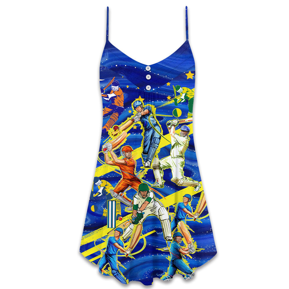 Cricket Play Time Christmas – Women's Summer Sleeveless V-Neck Camisole Dress