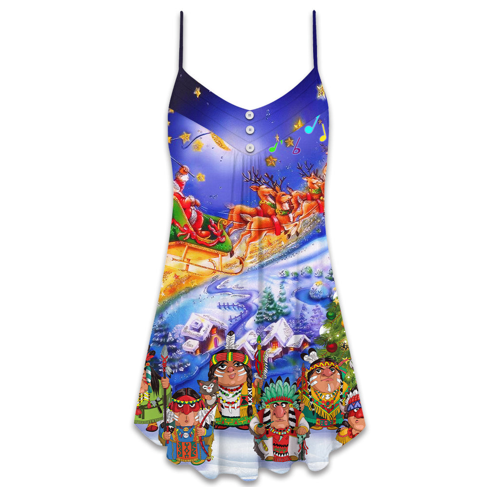 Native Funny Christmas Style – Women's Summer Sleeveless V-Neck Camisole Dress