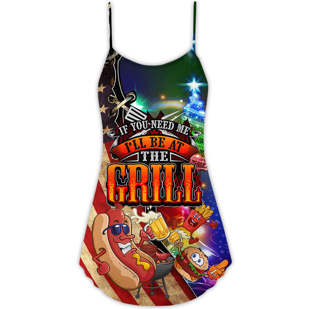 Back To The Grill Christmas Fun – Women's Summer Sleeveless V-Neck Camisole Dress
