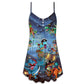 Halloween Pirate Dinosaur Scary – Women's Summer Sleeveless V-Neck Camisole Dress